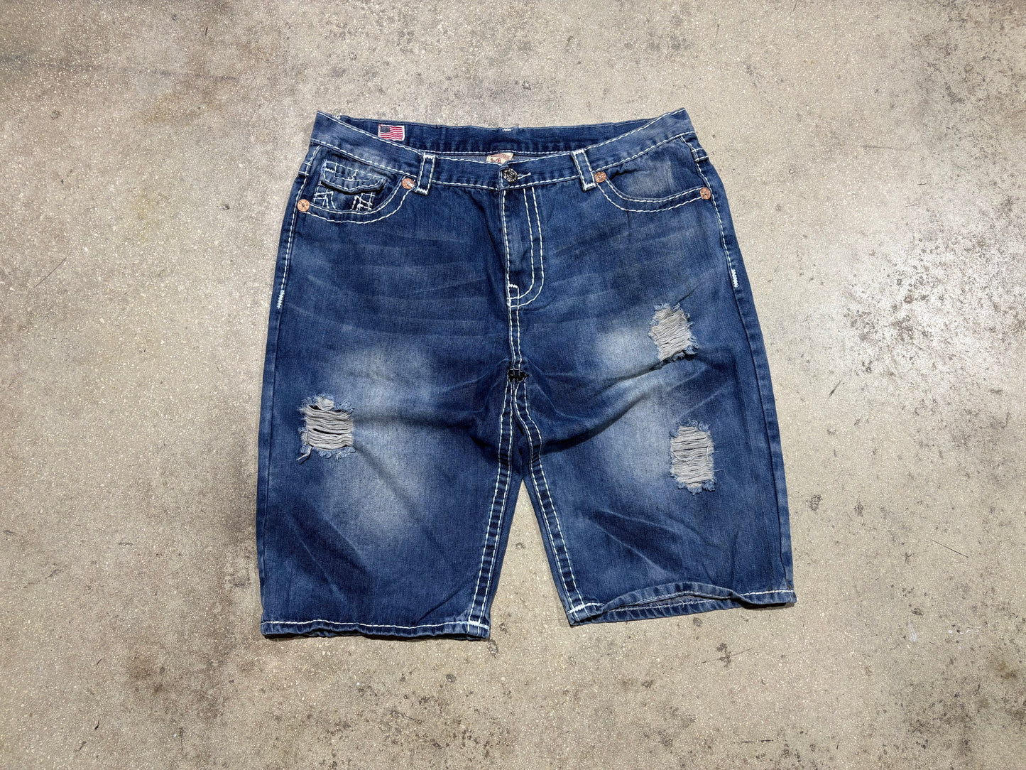 Tru Religion Joey Super T Denim Shorts - Blue Size 42