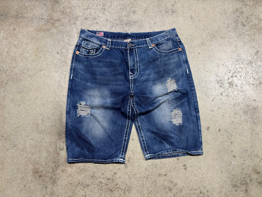 Tru Religion Joey Super T Denim Shorts - Blue Size 42