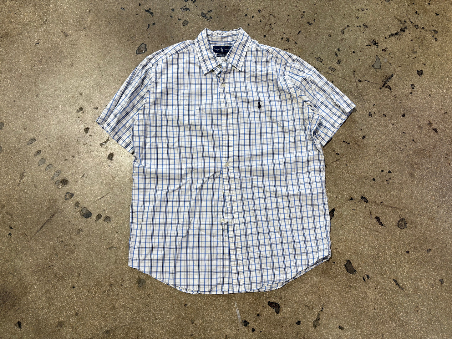 Polo Ralph Lauren Plaid Button Up Shirt - White / Blue Size Large