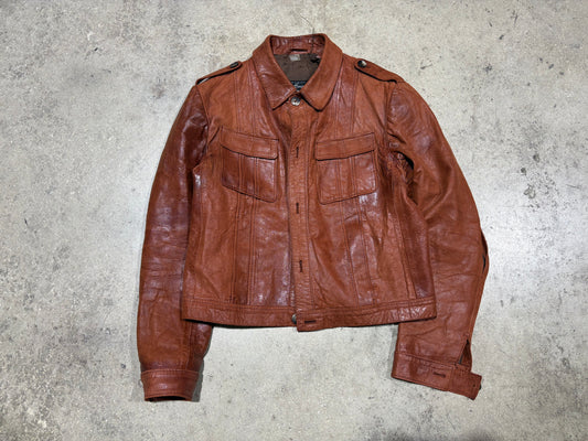 80s Holt Renfrew Leather Jacket - Brown Size Large
