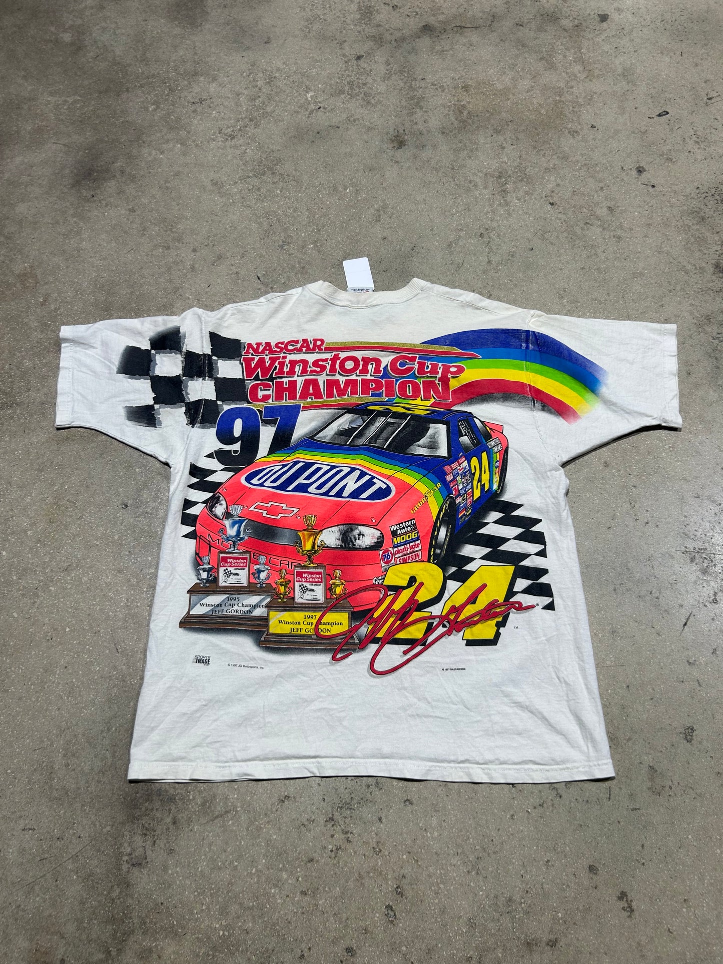 1997 Jeff Gordon #24 Winston Cup AOP Tee - White/Multi Size XL