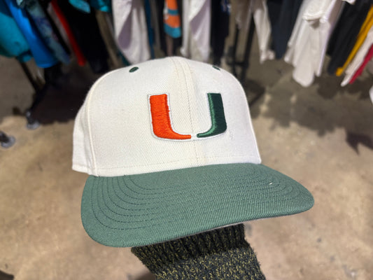 University Of Miami Baseball Hat - White/Green Size 7 1/8