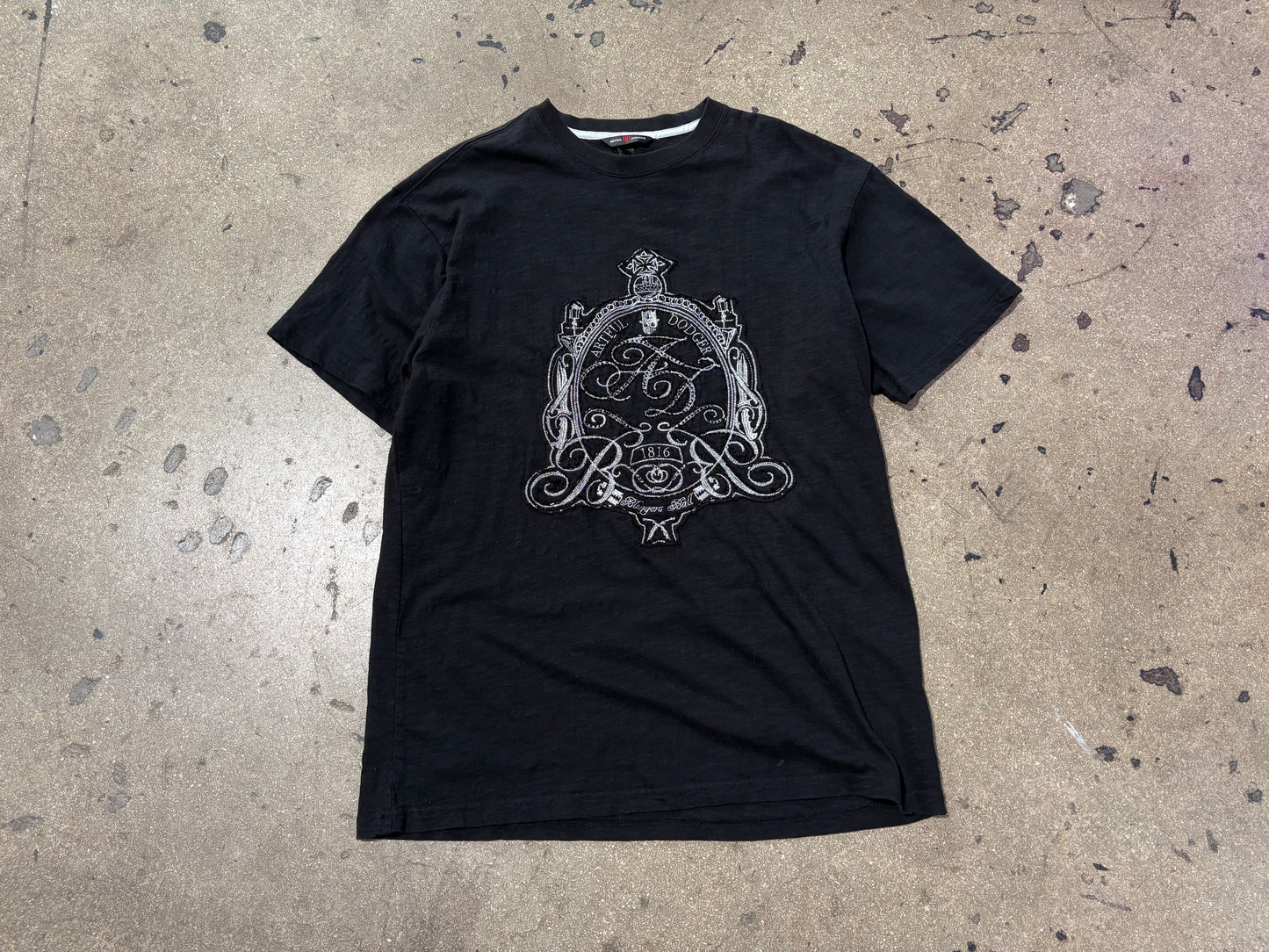 Artful Dodger Rhinestone Crest Logo Tee - Black Size Large