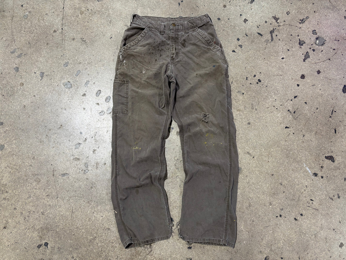 Distressed Carhartt Carpenter Pants - Faded Brown Size 30x30