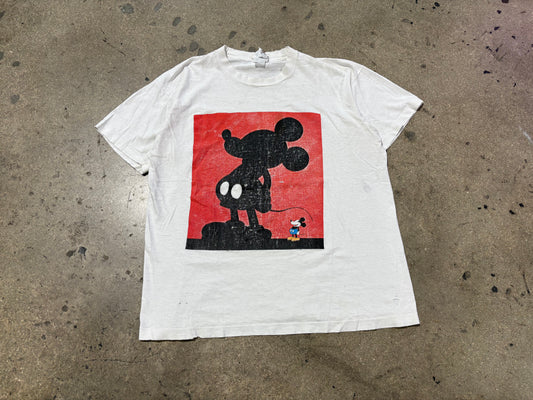 Distressed / Thrashed Mickey Mouse Shadow Tee - White Size XL