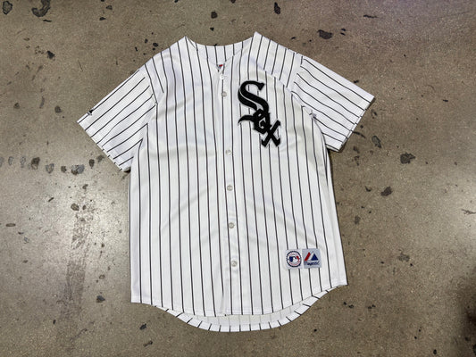 Majestic Chicago White Sox Pinstripe Baseball Jersey - White Size Medium