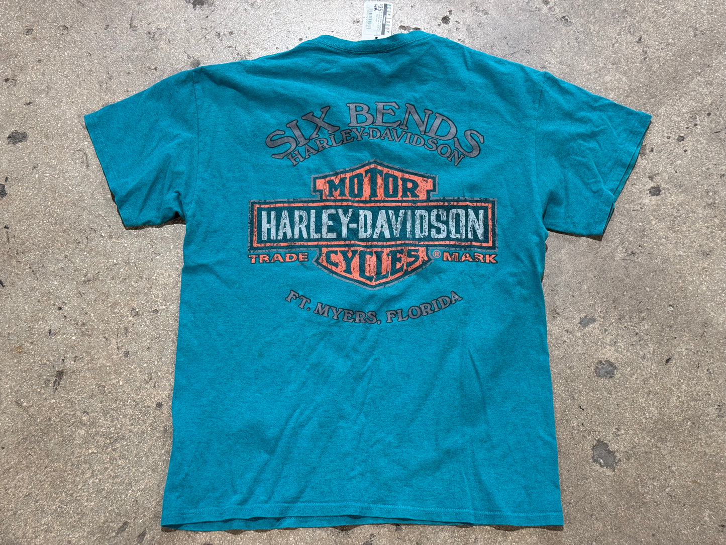 2010 Harley Davidson 6 Bends Tee - Dark Teal Size Large