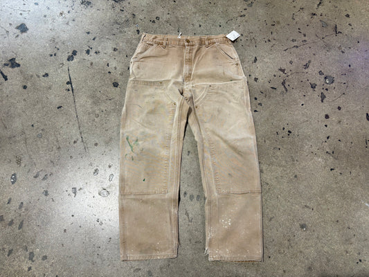 Carhartt Double Knee Carpenters Pants - Faded Khaki Size 36 x 32