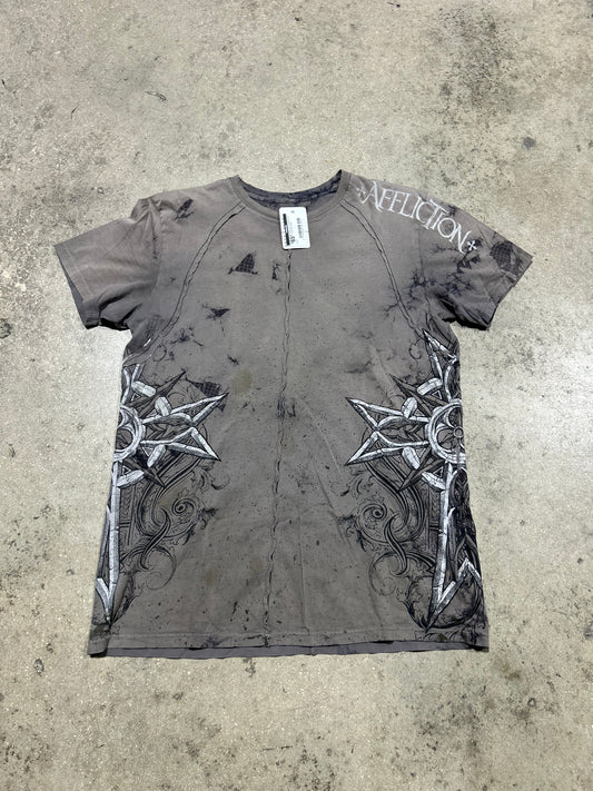 Affliction Cut & Sew Tee - Grey Size Large