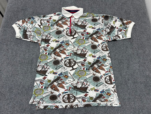 Tommy Hilfiger Nautical AOP Polo - Multi Size Medium (con)
