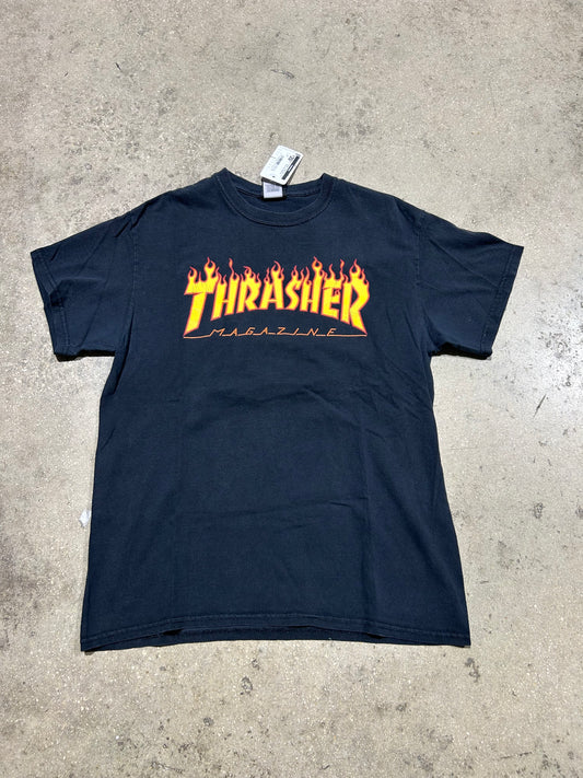 Thrasher Flame logo Tee - Black Size Medium