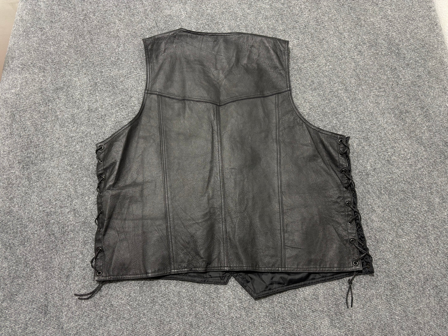Diamond Plate Genuine Leather Vest - Black Size 3XL