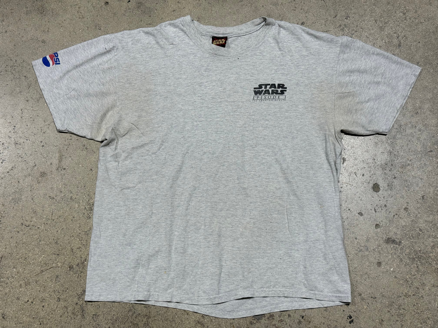 1999 Star Wars Episode 1 Pepsi Promo Tee - Ash Grey Size XL