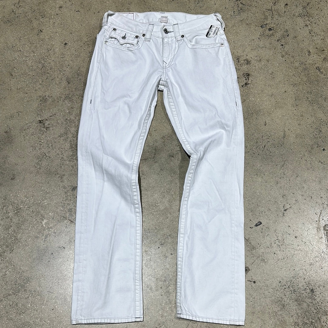 True Religion Straight Leg Denim Jeans - White Size 30x33