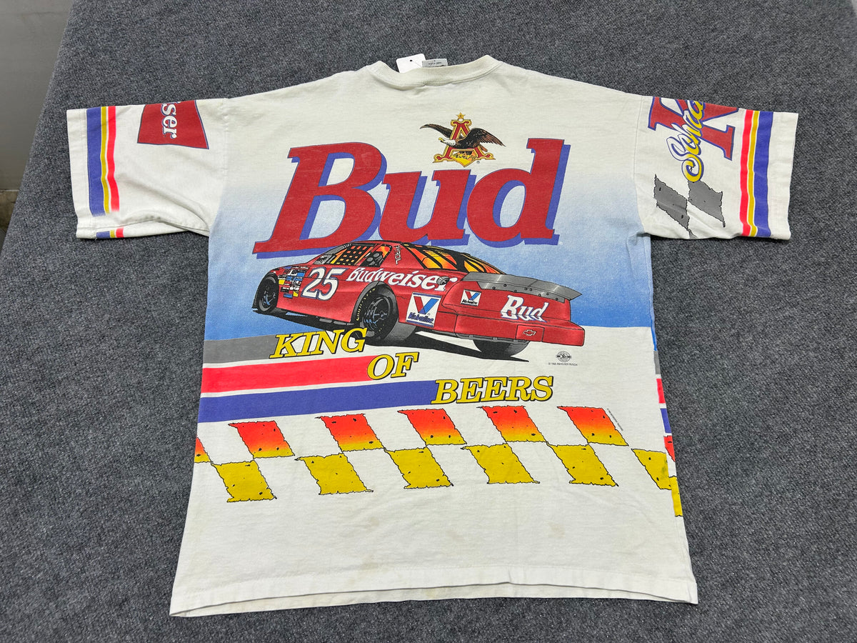 90s Ken Schrader Nascar AOP Tee - White/Multi Size Large