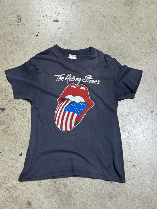 1981 Rolling Stones Tour Tee - Faded Black Size Large