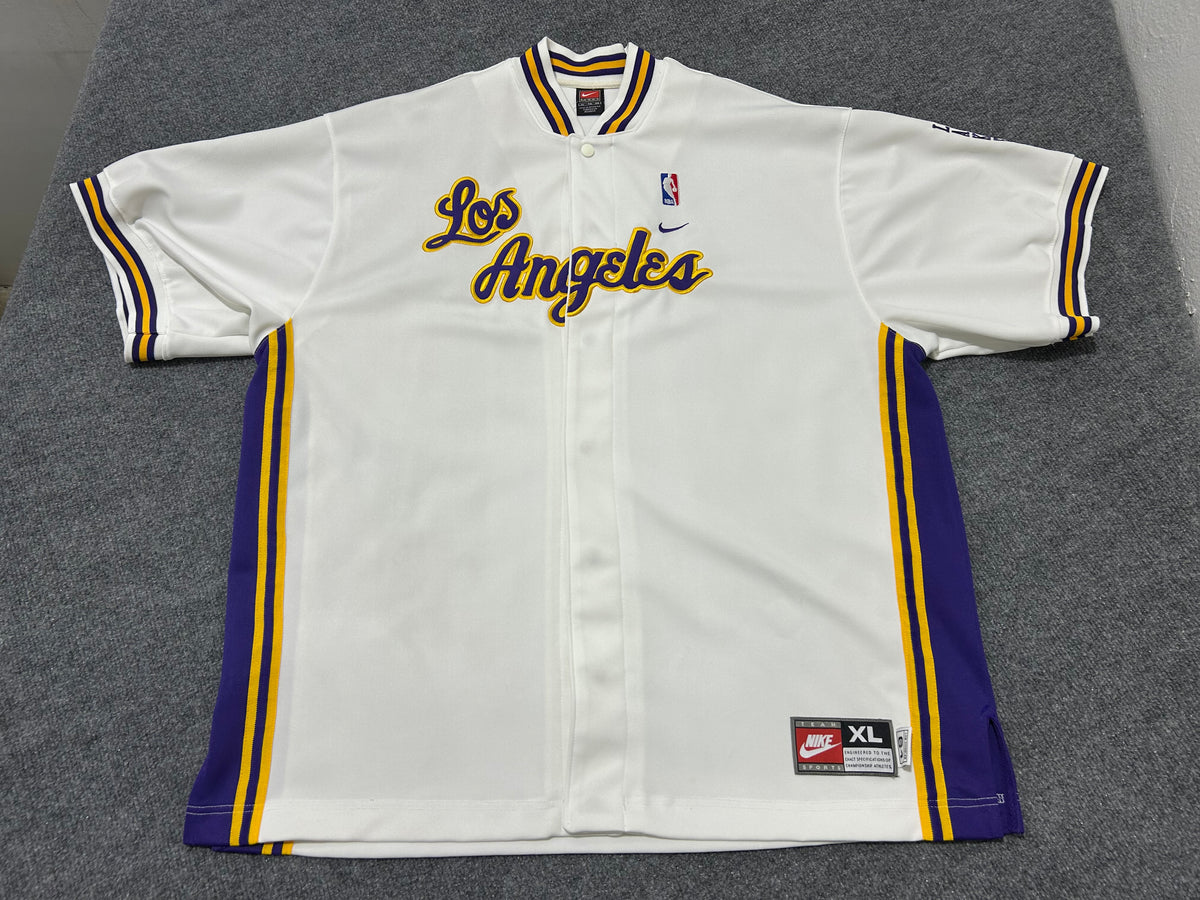 Los Angeles Lakers Warm Up Button Up - White/Purple Size XL