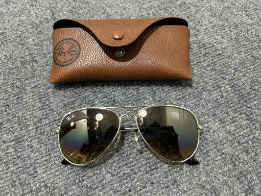 Ray Bans Aviator Sunglasses - Silver/Brown