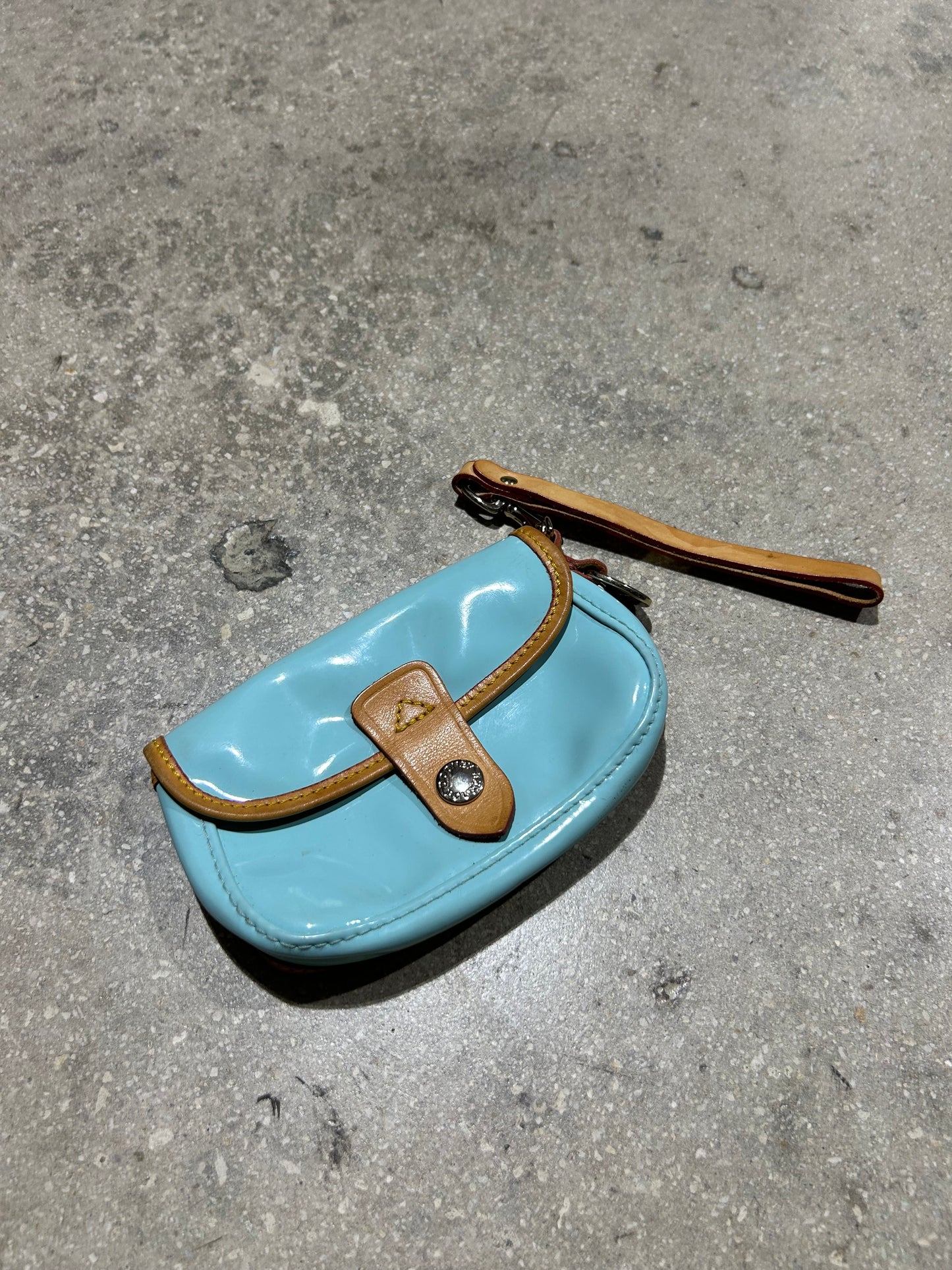 Dooney and Bourke Small Patent Leather Wristlet Purse - Powder Blue