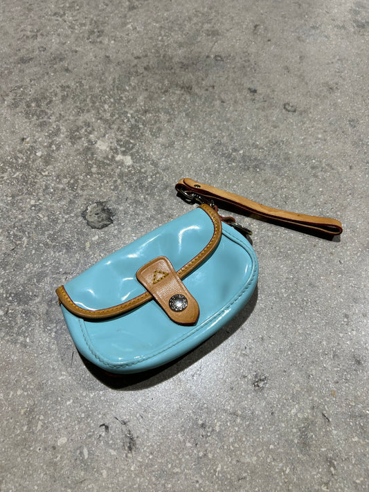 Dooney and Bourke Small Patent Leather Wristlet Purse - Powder Blue