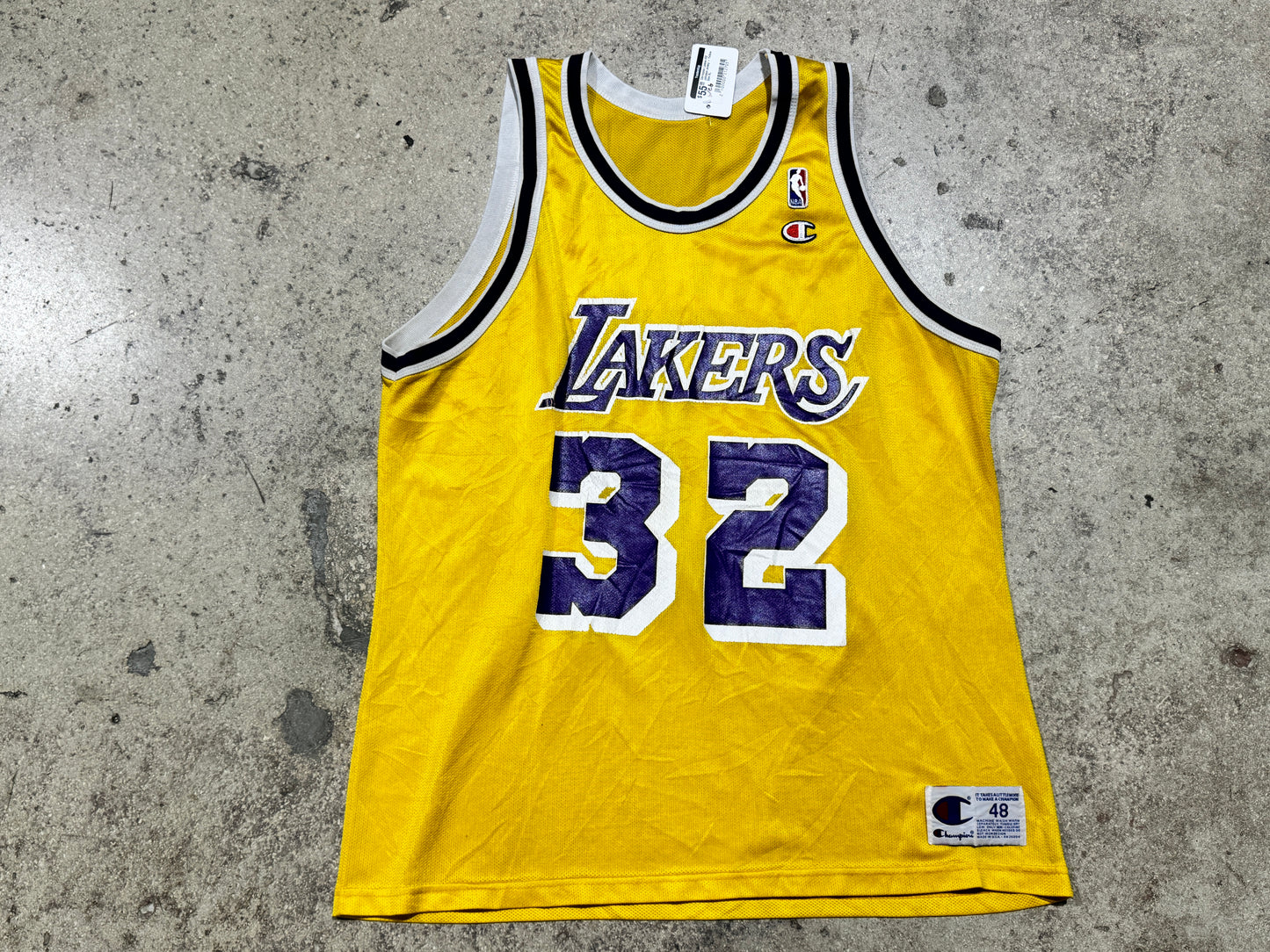 Champion Lakers #32 Johnson Jersey - Yellow Size XL