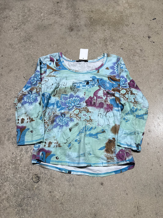Womens AD Originals Abstract Longsleeve Shirt Size Medium