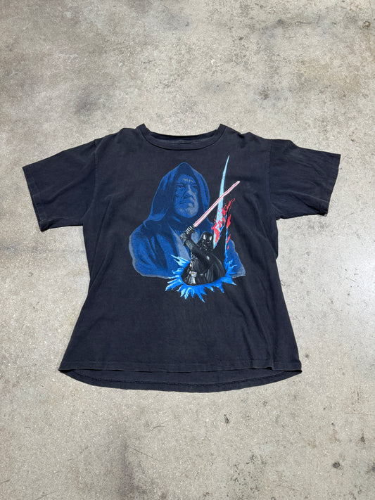 1996 Star Wars Obi Wan/Vader Tee - Black Size XL