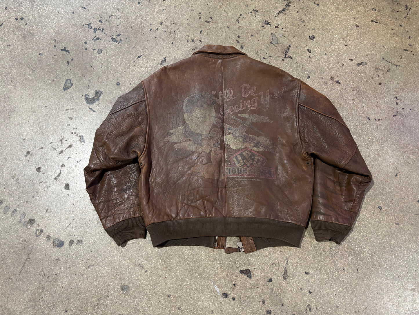 Averiex Camp Shows Type A2 Leather Jacket - Brown Size Small