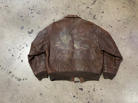 Averiex Camp Shows Type A2 Leather Jacket - Brown Size Small
