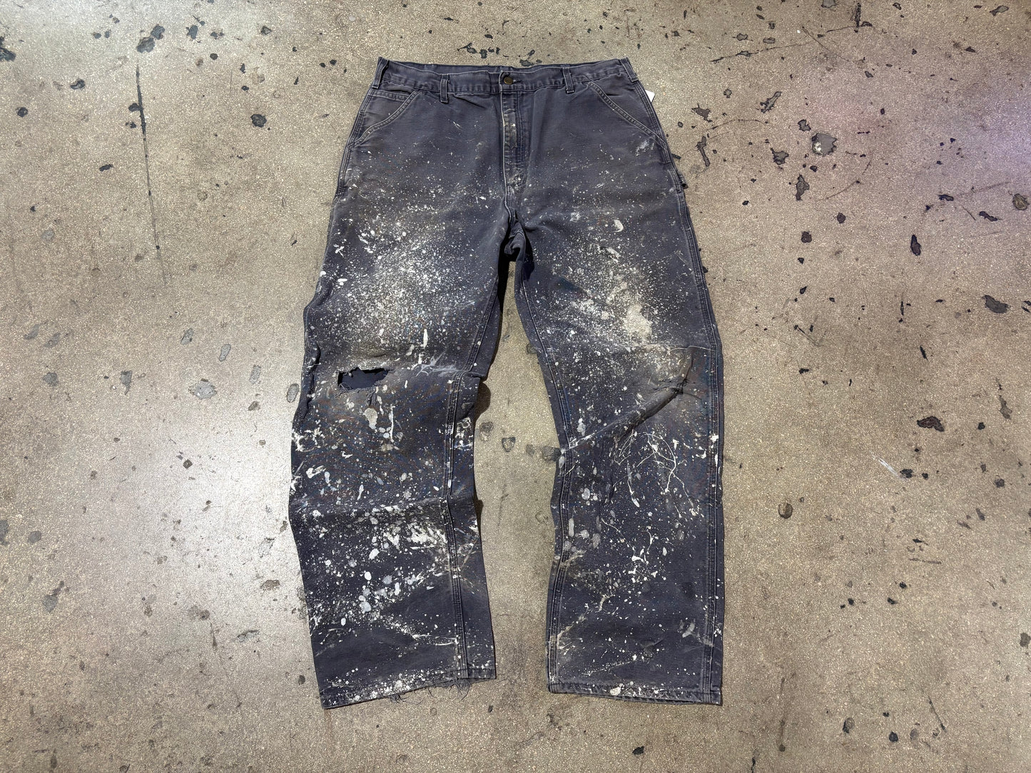 Carhartt Paint Splatter Carpenter Pants - Grey Size 38x32