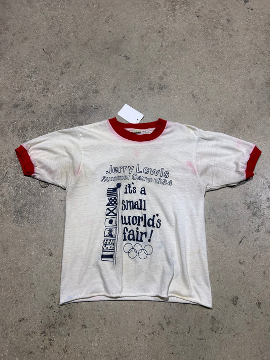 1984 Jerry Lewis Summer Camp Ringer Tee - White Size Small