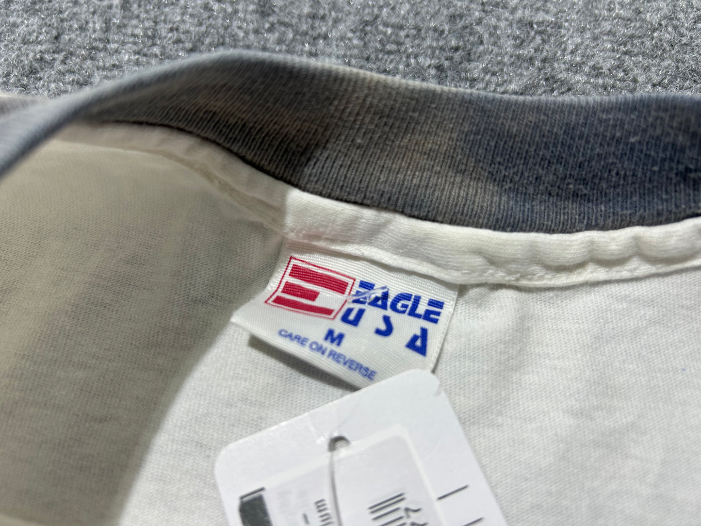 Thrashed US Naval Academy Ringer Tee - White/Grey size Medium