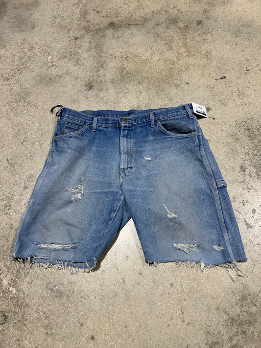 Trashed Dickies Carpenter Shorts - Light Blue Size 36