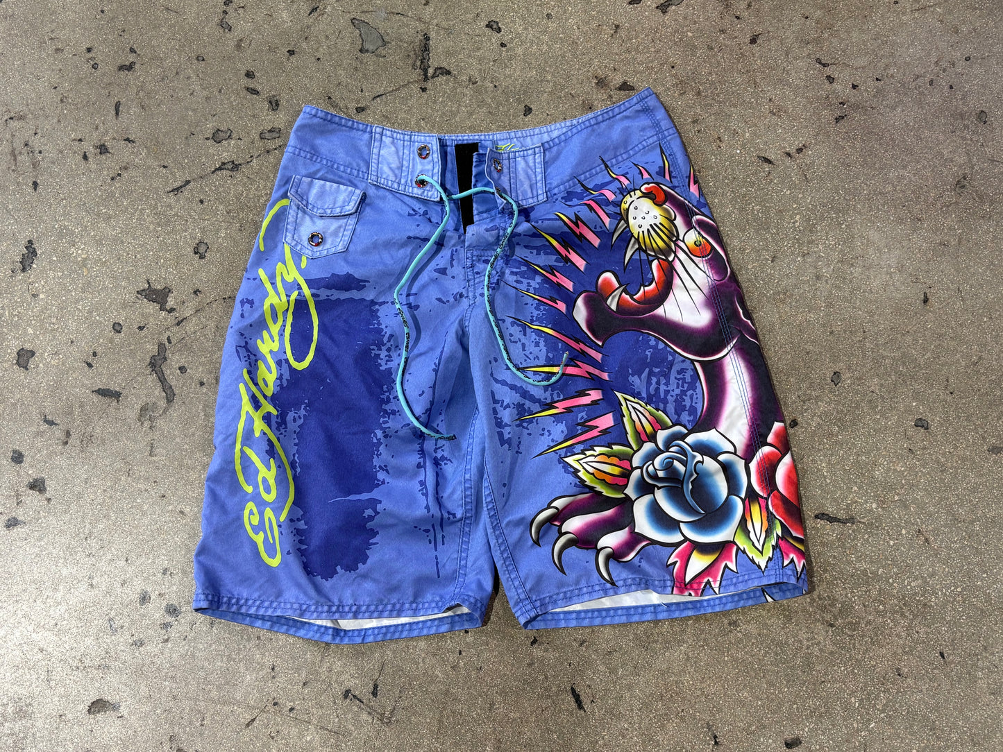 Ed Hardy Panther Swim Shorts - Blue Size 30