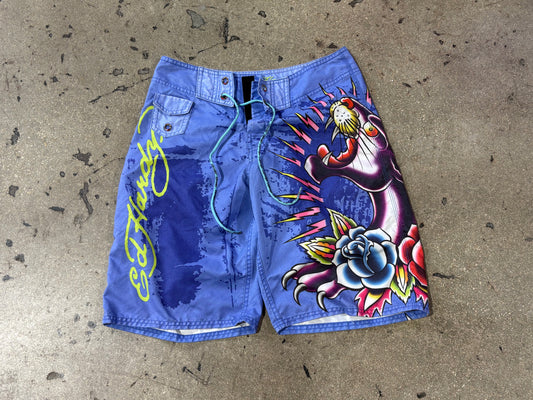 Ed Hardy Panther Swim Shorts - Blue Size 30
