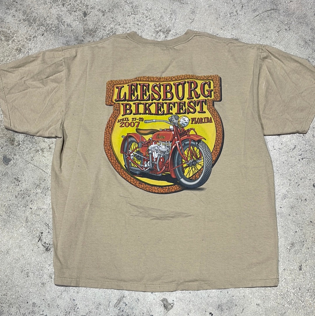 2007 Leesburg Bikefest Tee - Camel Sie 2XL (25 x 29)