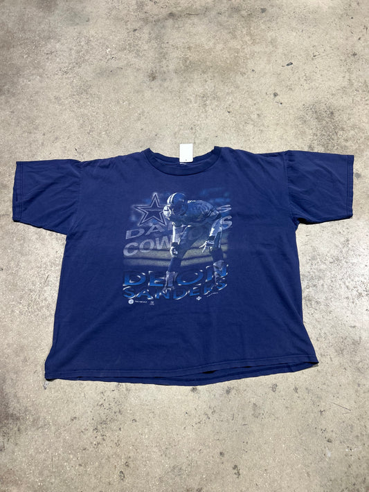 1996 Dieon Sanders Cowboys Tee - Navy Size XXL