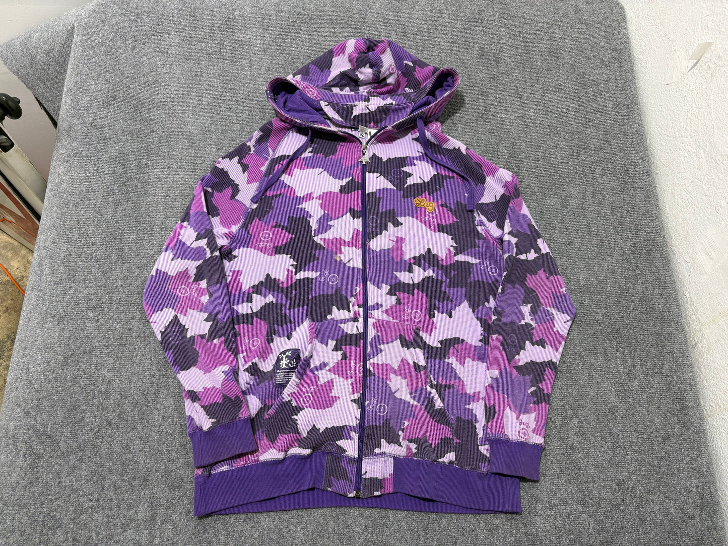 LRG Thermal Leaf Camo Zip Up Hoodie - Purple Size XL