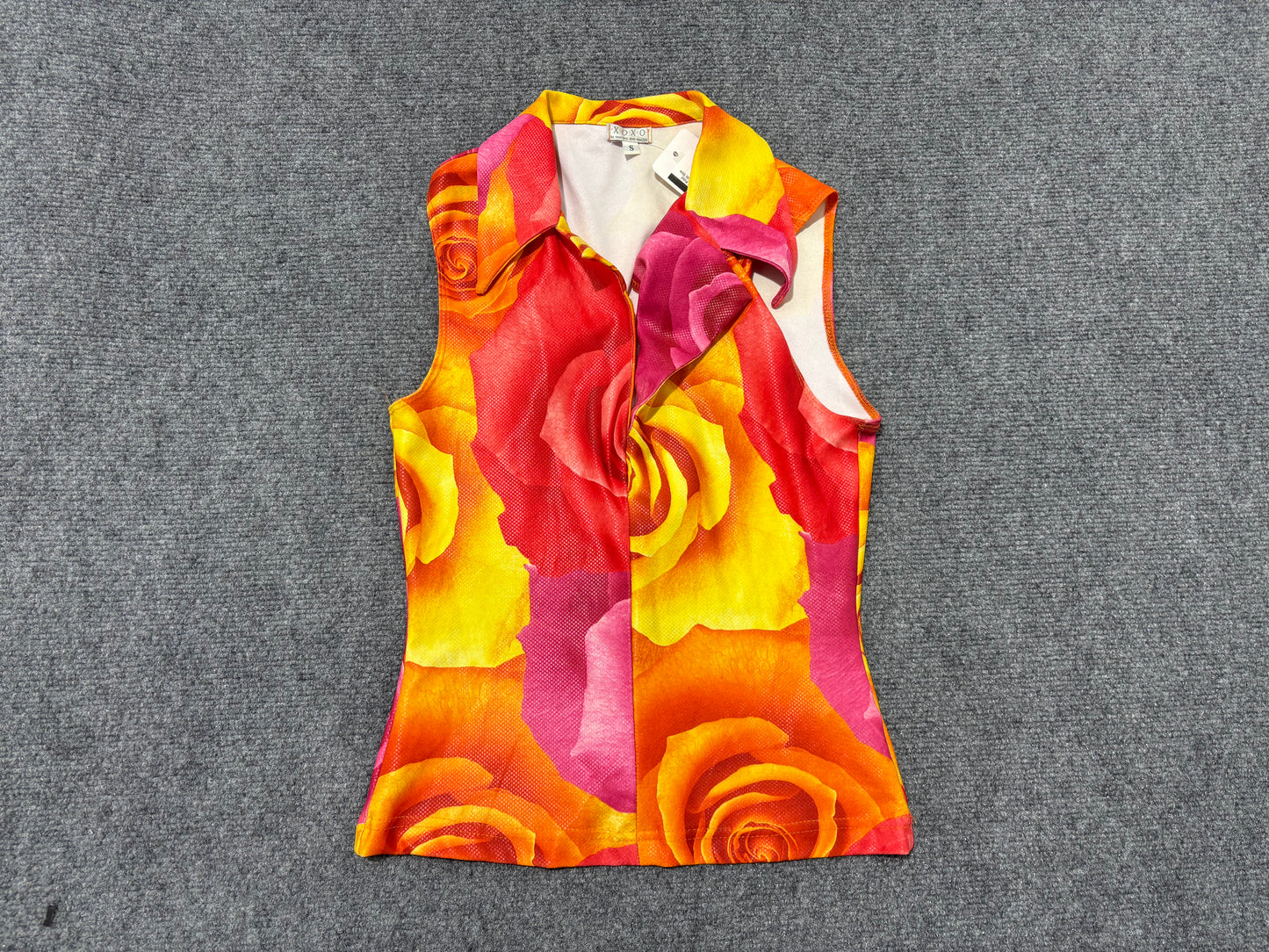 XOXO Sheer Ruffle Floral Blouse - Multi Size Small