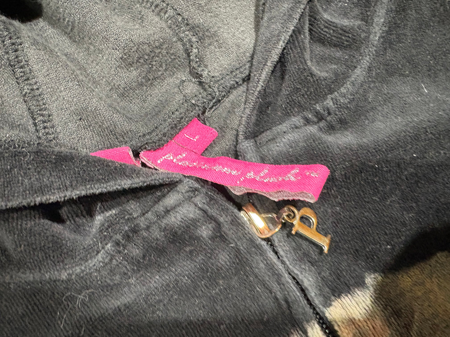 Womens Platinum Plush Velour Zip Up - Black Size Large