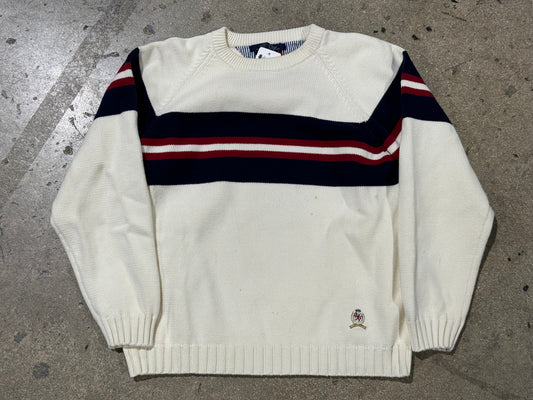 Tommy Hilfiger Crewneck Sweater - White/Red/Blue Size Large