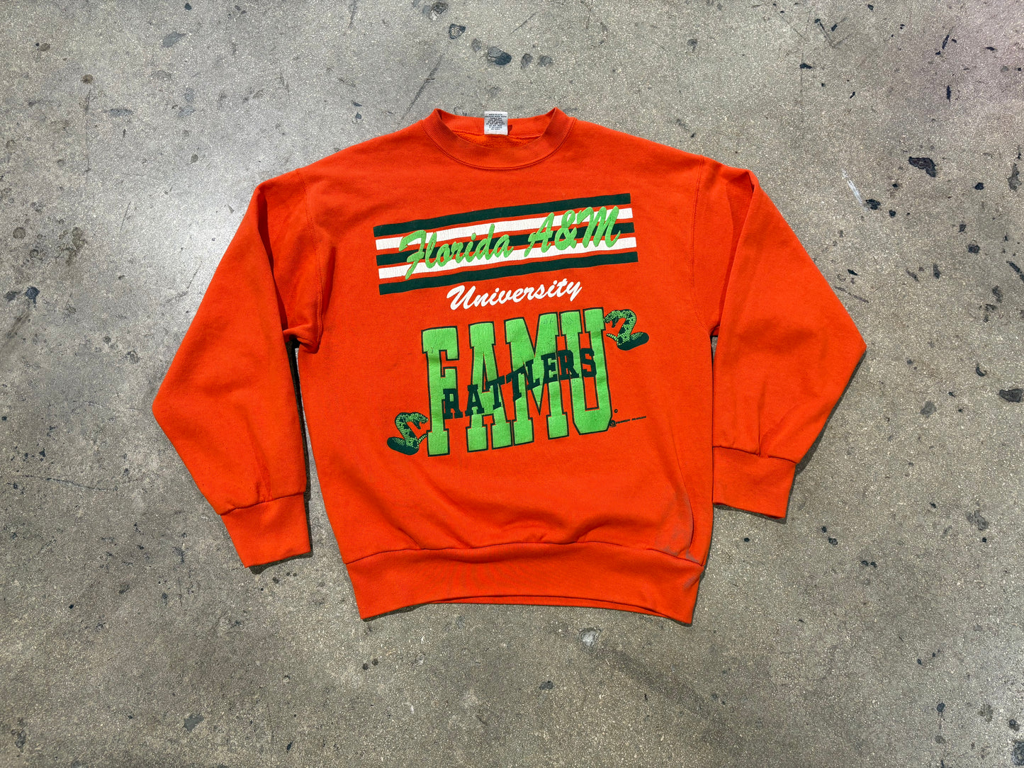 Florida A&M FAMU Rattlers Crewneck Sweatshirt - Orange Size Large