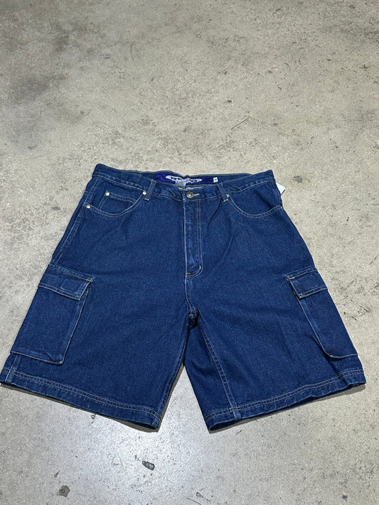 Reliq Denim Cargo Shorts - Blue Size 36