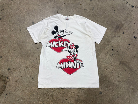 Mickey & Minnie Heart Tee - White Size XL