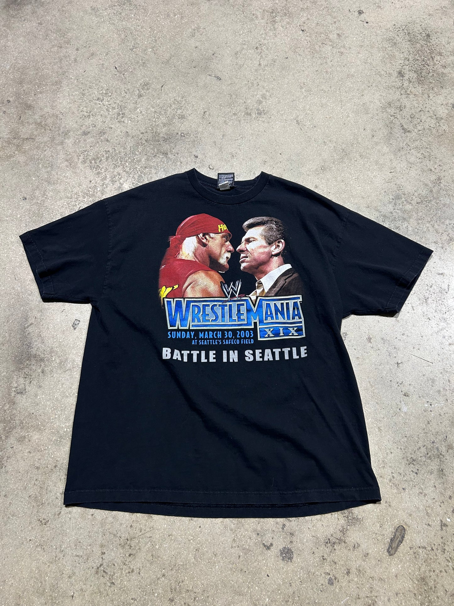 2003 Wrestle Mania XIX Hogan McMahon Tee - Black Size XXL