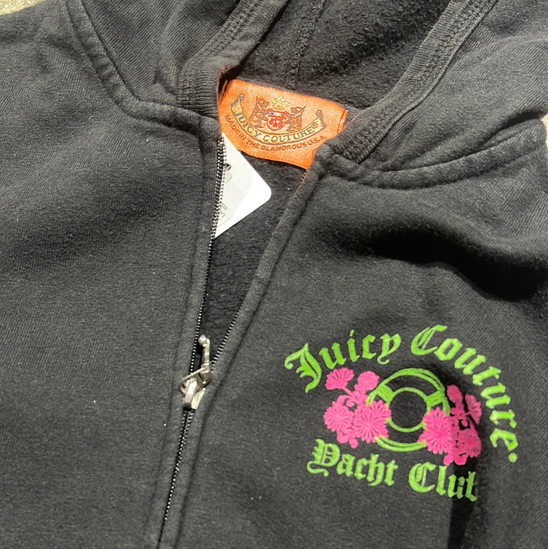 Women's Juicy Couture Yacht Club Zip Up Hoodie  - Black Size Small