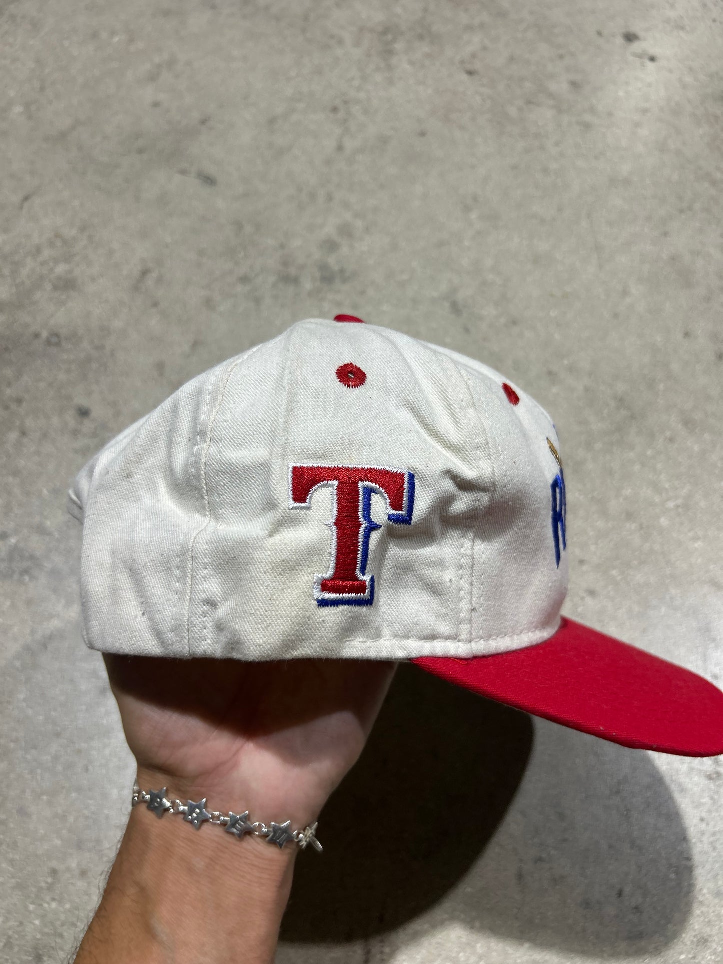 Texas Rangers Double Logo Hat - Cream/Red