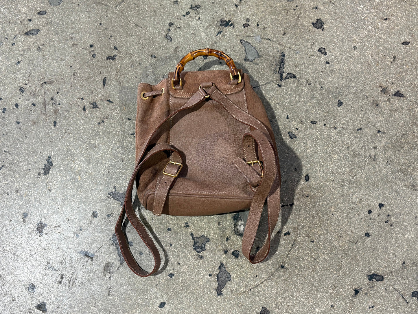Gucci Bamboo Suede Leather Mini Backpack - Brown