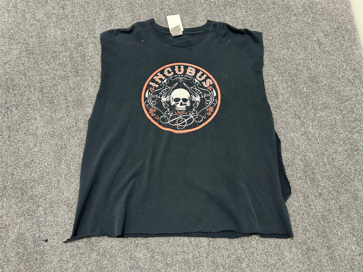 Cutoff Sleeveless Inucubus "My Pen is my Pistola" Tee -Black Size XL (23x26)