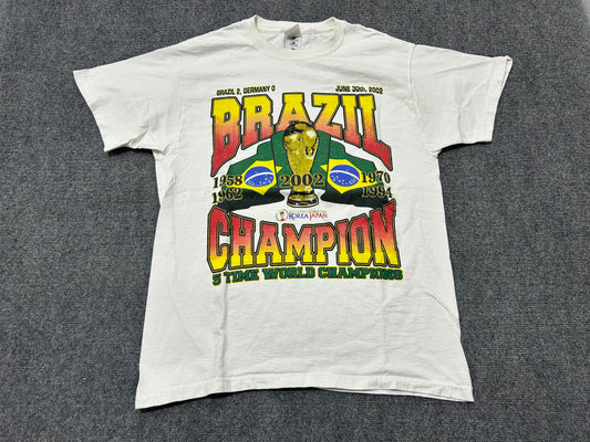 2002 Brazil world Cup Tee - White Size Large